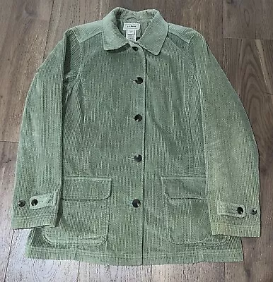 Vintage LL Bean Corduroy Coat Women’s Sz M Chore Barn Jacket Quilt Lined Green • $37.49