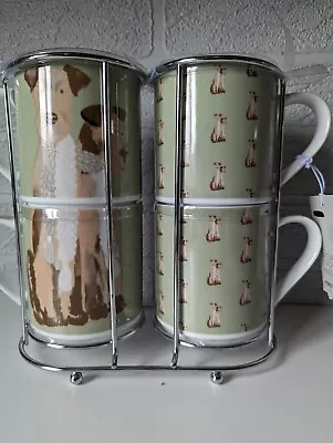 £10.99 • Buy Next DIGBY & DORIS Dog Mugs With Chrome Rack - Brand New With Tags - Set Of 4