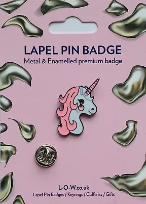 Unicorn Fantasy Horse Head Metal & Enamel Lapel Pin Badge. On Gift Card.  JWG8 • £4.99