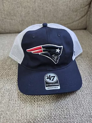 New England Patriots Trucker Hat Snapback '47 Brand Navy Blue Adjustable NFL Cap • $11.99