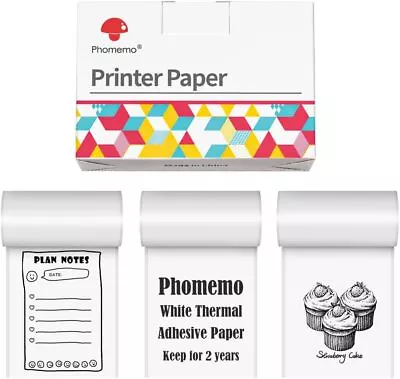 3 Rolls Sticker Self-Adhesive White Thermal Paper For Phomemo M02 M03 M04S M04AS • $8.99