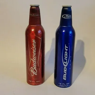 $10.79 • Buy Budweiser Bud Light Aluminum Bottles 2008 16 Ounce Red Blue Empty 2000s