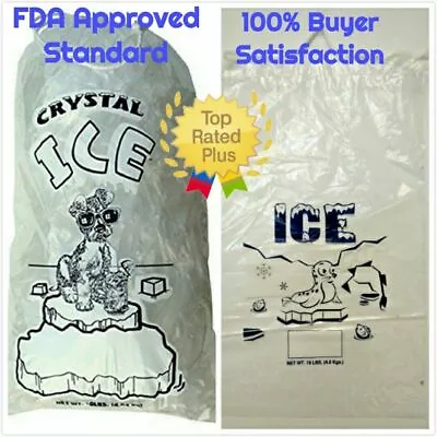 COMMERCIAL 500 PCs Clear 10 LB / LBs 8 LB / LBs Plastic Ice Bag Bags Drawstring  • $51.99