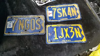 3 Vintage Pennsylvania Penna Motorcycle License Plates • $9.99