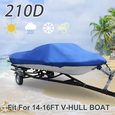 £69.99 • Buy Blue Trailerable Waterproof Fishing Ski Bass Speedboat V-shape Boat Cover