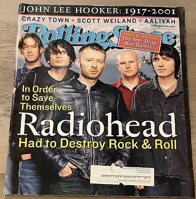 Rolling Stone Magazine Issue 874 Aug. 2 2001 Radiohead John Lee HookerAaliyah • $10.95