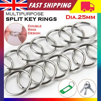 10Pcs Keyring Split Key Rings 25MM Silver Nickel Hoop Ring Nickel Plated Loop • £1.29