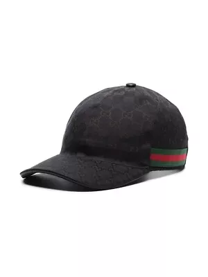 NEW GUCCI HAT Black MEN'S/WOMENCANVAS BASEBALL CAPADJUSTABLESIZE M • $9.99