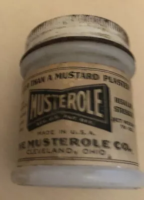 Vintage 2  High Musterole Cleveland Milk Glass Paper Label Medicine Jar • $19.99