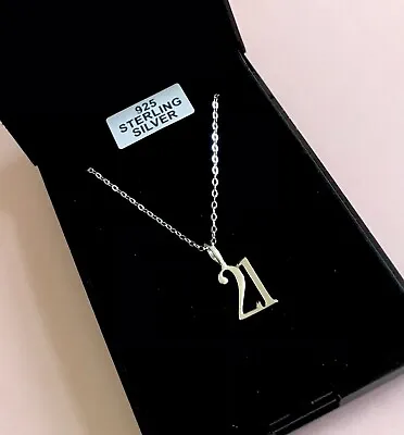925 Sterling Silver 21st 21 Birthday Pendant 18  Chain Necklace Twenty First One • £12.99