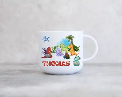 Children's Personalised Unbreakable Plastic Cup Kids Dinosaur 6oz Cup • £7.50
