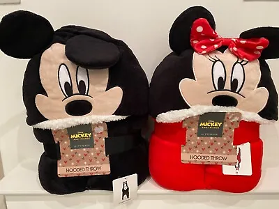 Disney Primark Mickey Minnie Mouse Hooded Fleece Blanket Throw Cosy Wrap Poncho • £19.99