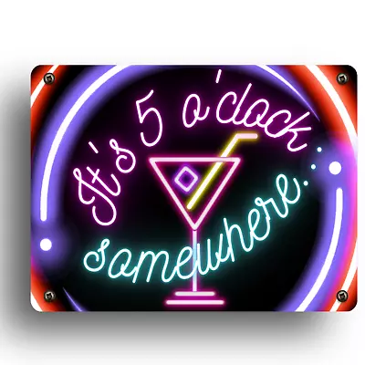 £5.99 • Buy Metal Neon Sign Pub Happy Hour Drink Bar Man Cave Decor Plaque Party House Retro