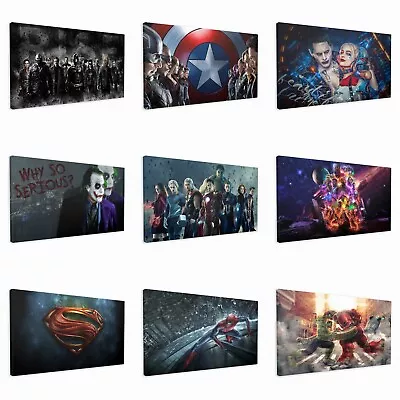 Superhero Marvel DC Joker Canvas Wall Art Quality Framed Prints Various Designs • £34.99