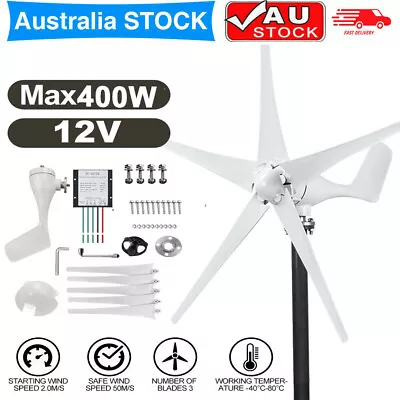 400W Wind Turbine Generator 5 Blades Charger Controller Windmill Power DC 12V • $198.49