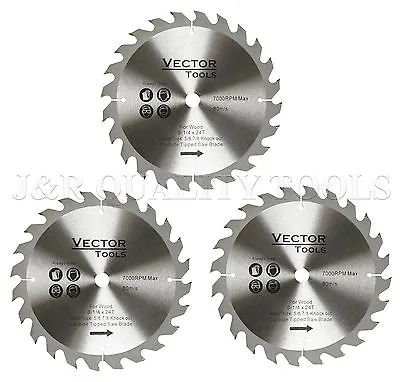3 Pack 8-1/4 Vector Tools Circular Miter Saw Blades Carbide Tip 24t • $28.95