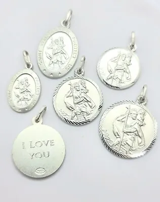 Sterling Silver Saint Christopher Pendant Free Engraving Oval Round St Chris • £6.90