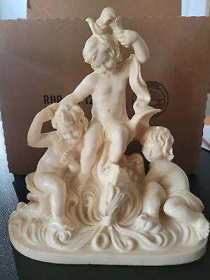 Vintage A. Santini Fire Cherubs With Dragon Marble Italy FREE SHIP ! • $65