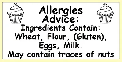 200 Cake Allergy Labels / Cupcake Allergen Warning Stickers. Food Allergy Labels • £2.99