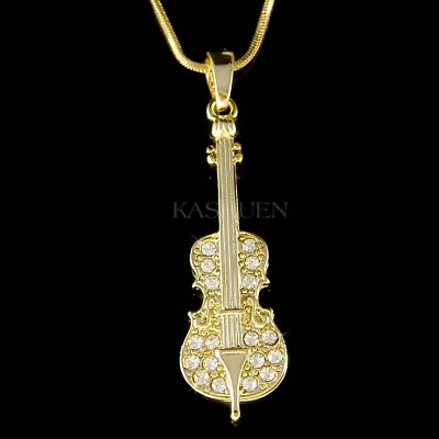~CELLO Made With Swarovski Crystal VIOLIN VIOLA Fiddle MUSIC Musical GT Necklace • $43