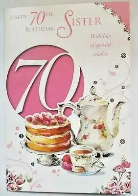  Sister 70 Years Old Stunning 70th Birthday Card Lovely Verse 9 X 7 Inches • £3.29