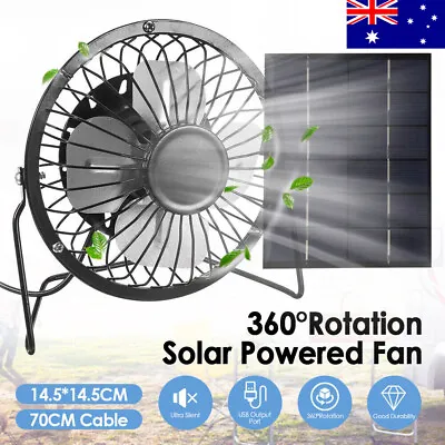 $17.99 • Buy Solar Powered USB Fan Mini Air Ventilator Greenhouse Dogs Chicken House Cool HG