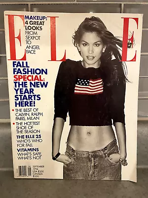 Elle Magazine Cindy Crawford Cove & Feature Article September 1994 • $16.49