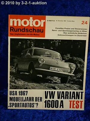 Motor Rundschau 24/66 VW Variation 1600 A USA 1967 • $9.57