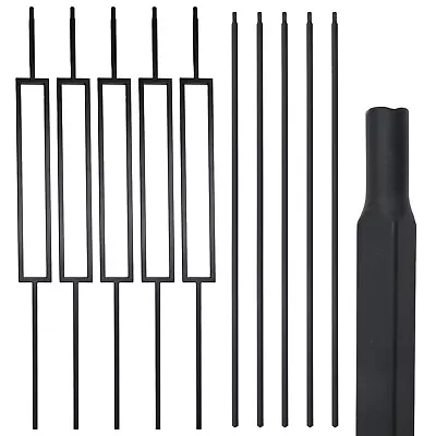 10* 44in Iron Balusters Rectangular 1/2 Hollow Square Iron Stair Spindles Black • $99.55