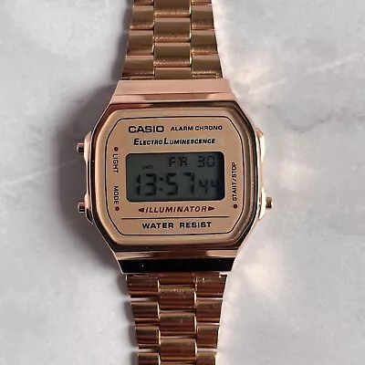 Casio Unisex Rose Gold Retro Vintage Digital Watch Stainless Steel Band • $20