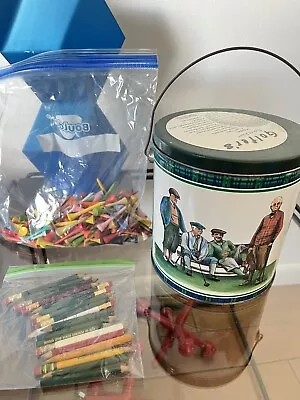 Huge Lot Vintage Wooden Color Tees And Pencils Golf Tin Golf Bucket USA 1992 • $19.99