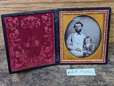 6TH PLATE 1800's Daguerreotype Of ROBERT McALLEN & SON FANNETTSBURG PA + CASE • $42