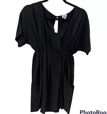 Aritzia Wilfred Fit Flare Silk Dress Womens Sz XXS Black Minimalist Pockets • $27.99