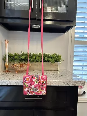 Vera Bradley “Clementine” Pink Floral Pattern Mini Turn Lock Crossbody Purse/bag • $19.99