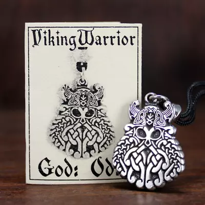 Pewter Odin Pendant Viking Necklace - Norse Warrior Asatru Rune Jewelry • $19.99