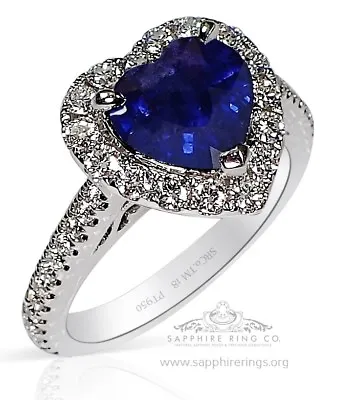 £5474.76 • Buy Untreated GIA Platinum 3.14 Tcw Blue Heart Cut Natural Sapphire & Diamond Ring