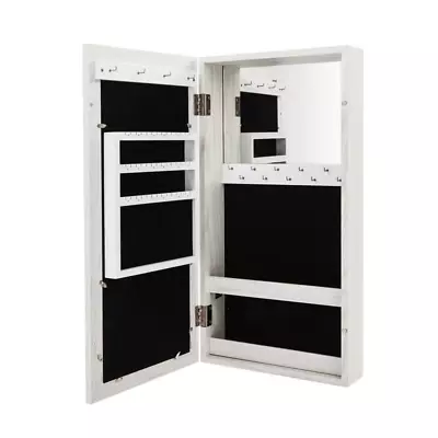 Wall-mounted Lockable Mirrored Jewelry Armoire Organizer Cabinet Mirror 24-inch  • $75.95