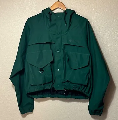 Vintage Columbia Men's Fly Fishing Wading Green PVC Hooded Jacket Size L • $175