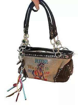 Montana West Western Horse Cowgirl Studded  Handbag Ride Wild Live Free Bag • $28.94