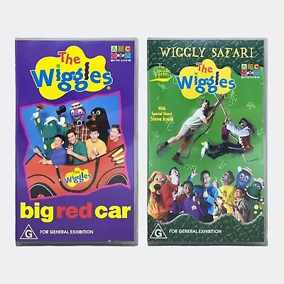 2x Vintage The Wiggles VHS Tapes - Big Red Car + Wiggly Safari - ABC For Kids • $23.99