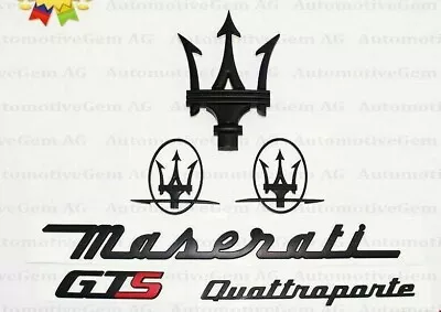 For Maserati Emblem Quattroporte GTS Grille Trident Matte Black Badge Set Kit • $79.99