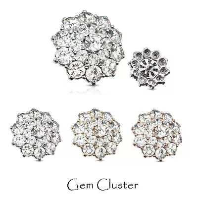 £5.99 • Buy Gem Dermal Anchor Top - Gem Cluster - Micro Microdermal Head Surface Piercing