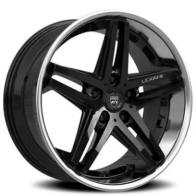 (4) 20  Staggered Lexani Wheels Ekko Black With SS Lip Rims(B43) • $2278