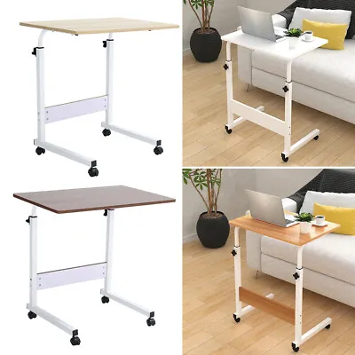 Over Bed Sofa Chair Laptop Table Desk Multi-use Height Adjustable On Wheels • £18.95