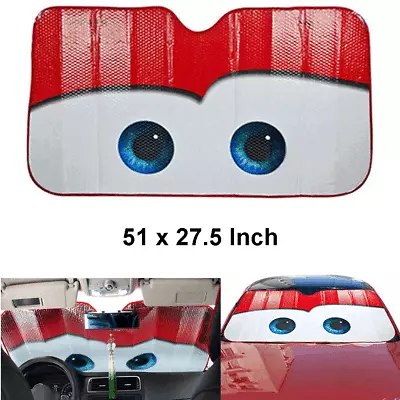 Aluminium Foil Cartoon Car Windshield Sun Shade Red Big Eyes Window Visor Cover • $36.83