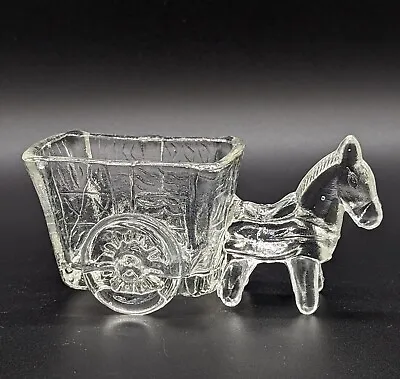 Vintage Glass Horse/Donkey & Cart Wagon Toothpick Holder Candy Dish Figurine • $9.99