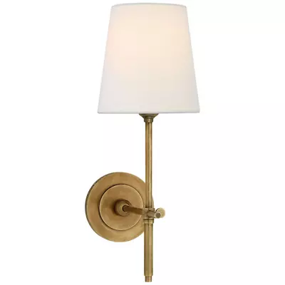 Visual Comfort TOB 2002HAB-L Bryant 14  Wall Sconce W Linen Shade Antique Brass • $150