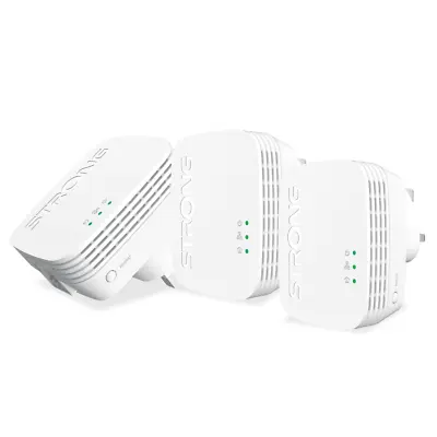 Strong 600Mbps Mini WiFi Powerline Ethernet Home Plug Gaming Adapter Triple Pack • £39.99