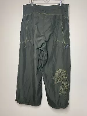 GAT Gypsies And Thieves Vintage Wide Leg Pants Dragon Skater Pockets Gray Sz 40 • $224.99