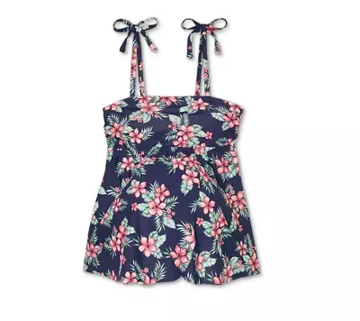 Maternity Floral Print Tie Strap Flyaway Tankini Top - Isabel & Ingrid S • £6.46